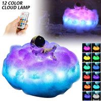 LED Colorful Clouds Astronaut Lamp With Rainbow Effect As Children's Night Light Kids Bedroom Night Lamp Decor Home Moon Lamp