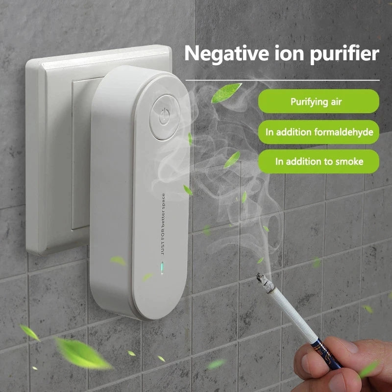 Purificateur d'air portable Anion Purification de l'air Désodorisant Ioniseur Nettoyant Poussière Fumée de cigarette Désodorisant WC