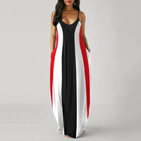 Casual Print Plus Size Sling Long Dress
