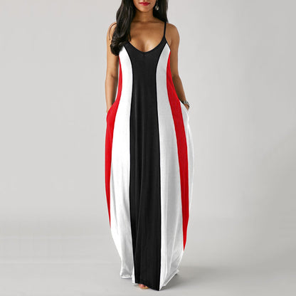 Casual Print Plus Size Sling Long Dress