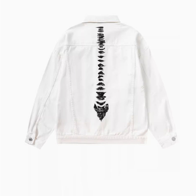 Vintage Skeletal White Long-sleeved Apparel