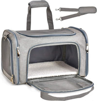 Sac de transport pour chien et chat de petite et moyenne taille (jusqu'à 6,8 kg) – Doux, pliable, pour voyage – Gris
