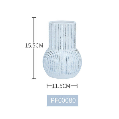 Ceramic Vase White Simple Striped Handicraft Decoration Home Living Room Desktop