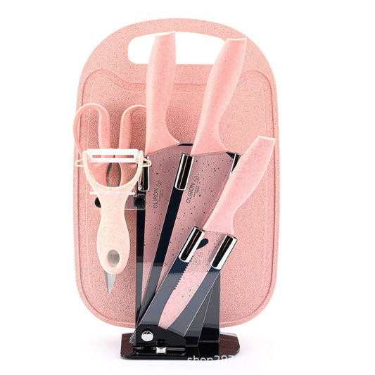 Colored Fruit Knife With Cutting Board Kitchen Box Gift Knives