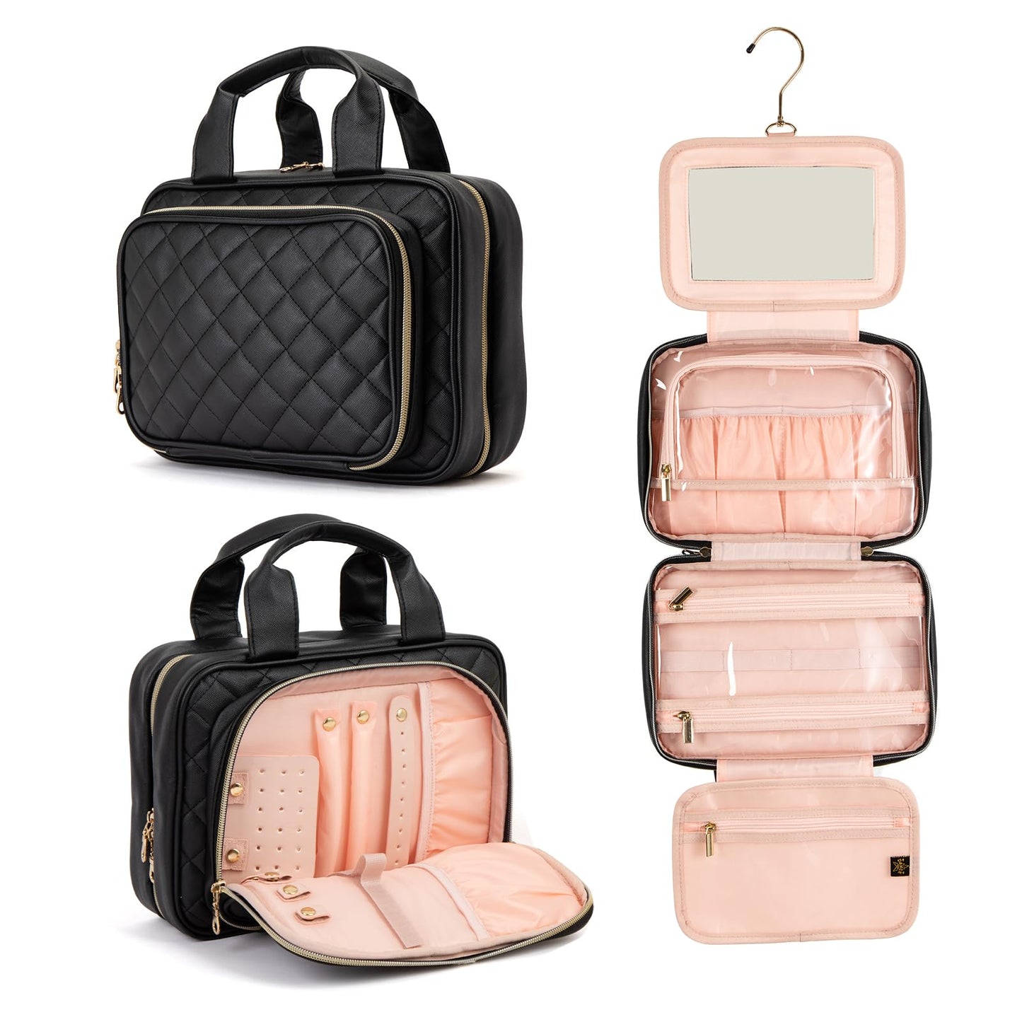 Elite Dance Gear Travel Toiletry Bag with Mirror – Portable Makeup & Grooming Organizer