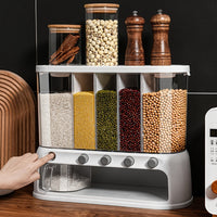 5 Compartment Grain Storage Container Airtight Rice Dispenser Bin