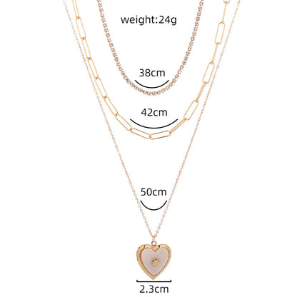 Collar de varias capas apilable con candado dorado, de moda transfronteriza europea y americana, con etiqueta de letras y personalidad, gargantilla para mujer