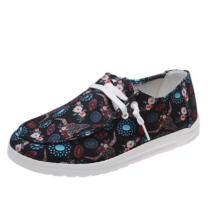 Loafers Women Sunflower Print Decor