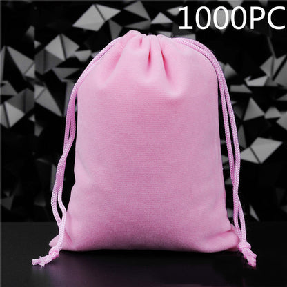 Pochette à Bijoux en Flanelle Unie avec Cordon de Serrage
