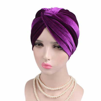 Autumn Winter Velvet Stretch Bandana Hat