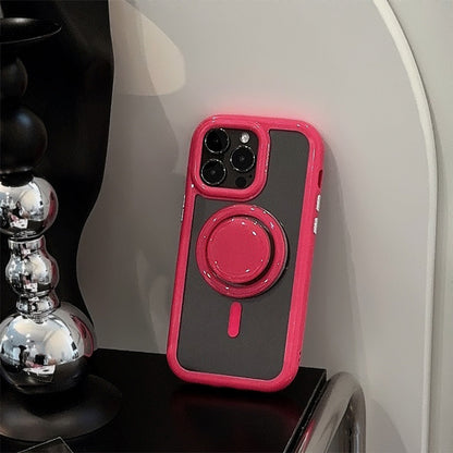 Magnetic Bracket iPhone Case – Solid Color Acrylic with MagSafe-Style Stand | iPhone 11–16