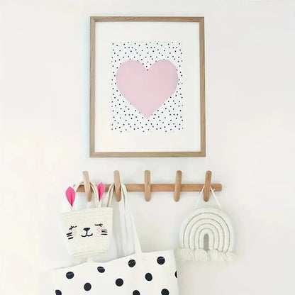 Solid Oak Wall Coat Rack Scandinavian Wooden 4 or 5 Peg Hooks
