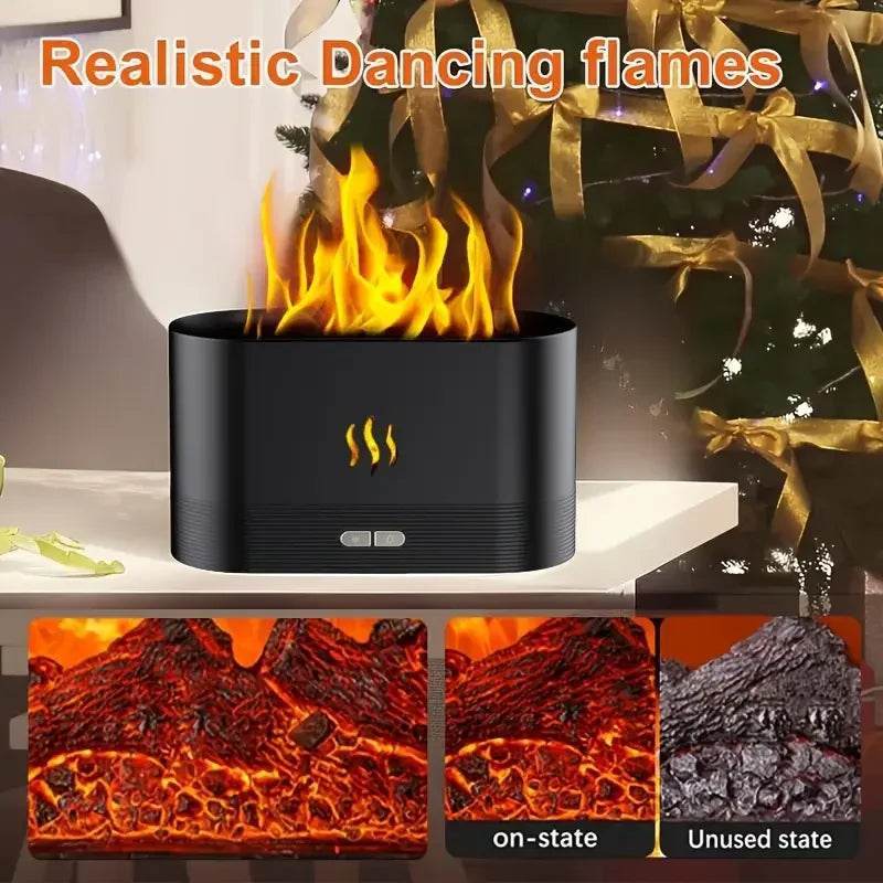 Simulated Flame Aroma Diffuser & Ultrasonic Cool Mist Maker – LED Bonfire Humidifier