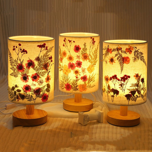 Paquete de materiales de lámpara de mesa DIY hecha a mano con flores secas