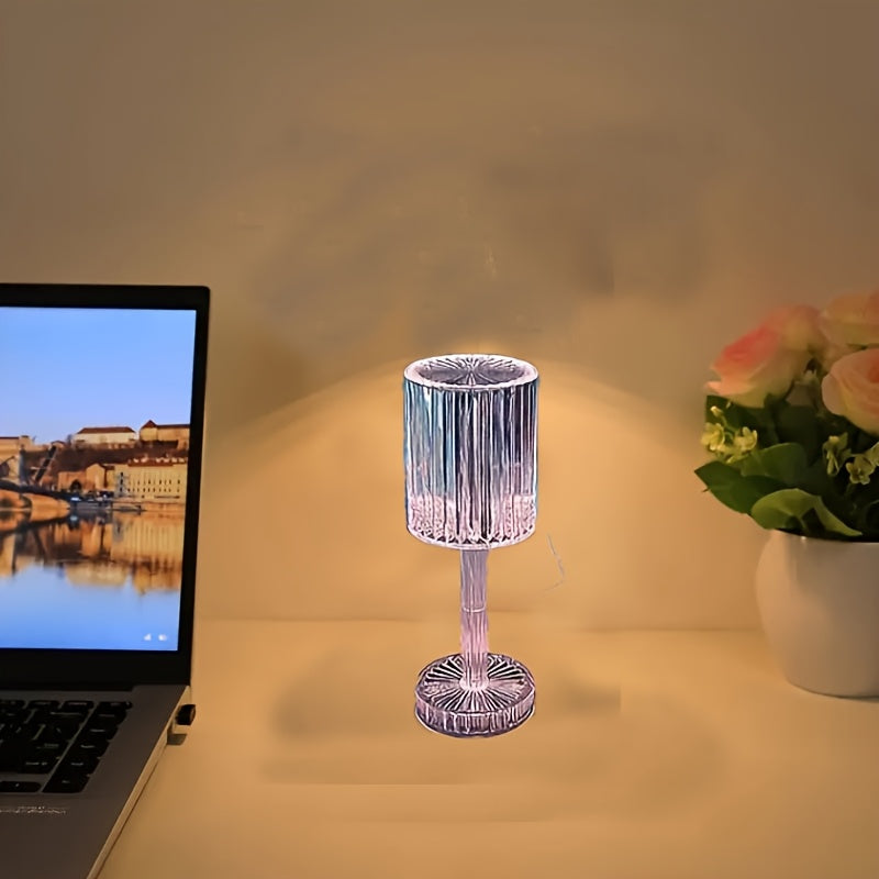 Lámpara de noche Crystal Touch Control - Luz LED USB regulable con batería recargable