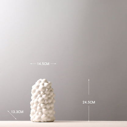 Decoration White Ceramic Vase Creative Personality Drum Bag Hollow Decoration Furnishings