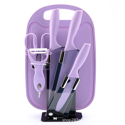 Colored Fruit Knife With Cutting Board Kitchen Box Gift Knives