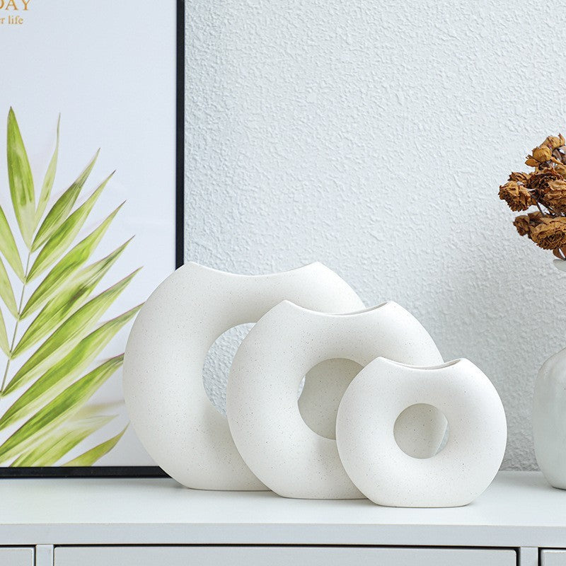 Vase en céramique style nordique, forme demi-cercle, créatif