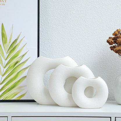 Vase en céramique style nordique, forme demi-cercle, créatif