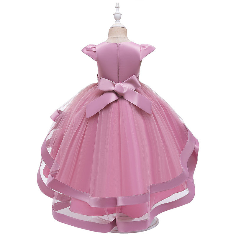 Robe de princesse pour fille, courte devant et longue derrière, costume de petite hôtesse pour fille fleur.