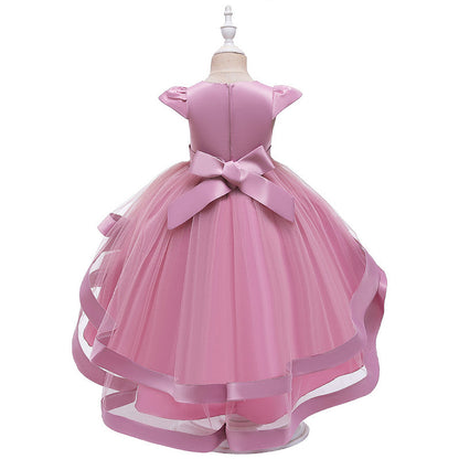 Robe de princesse pour fille, courte devant et longue derrière, costume de petite hôtesse pour fille fleur.