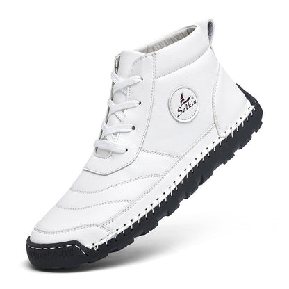 Plus Size Men's Leather Shoes High-top Hand Stitching