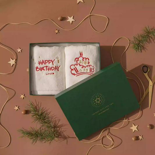 Serviette personnalisée en coton brodé pour cadeau créatif, prénom, anniversaire, DIY