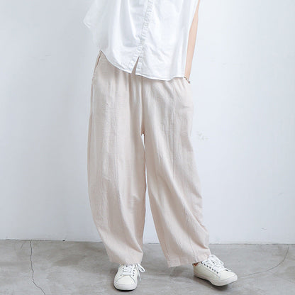 Summer Cotton And Linen Lantern Large Size Loose Trousers Women Leisure Pants Fat Trousers