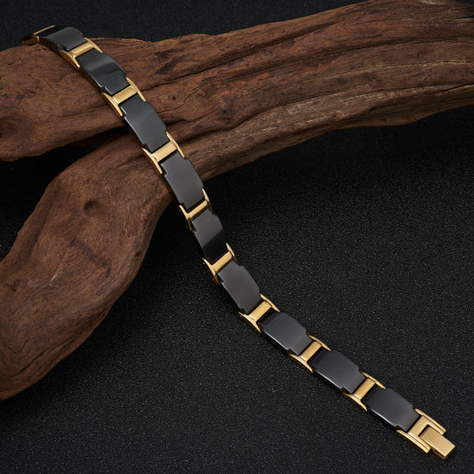Bracelet magnétique en céramique en acier titane en forme de I, simple pour garçons
