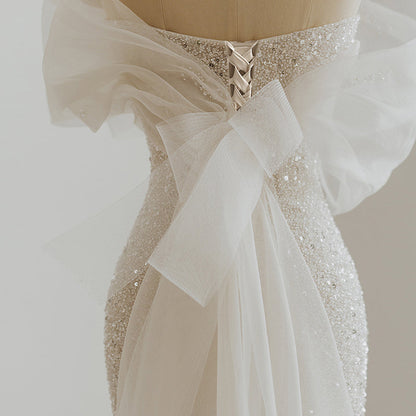 Vestido de Noche de Novia con Cola de Pez y Bra de Boda