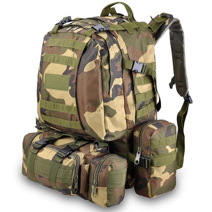 aiGear 55L Tactical Backpack – Military MOLLE Hiking Backpack, Water-Resistant EDC Rucksack (Camo)