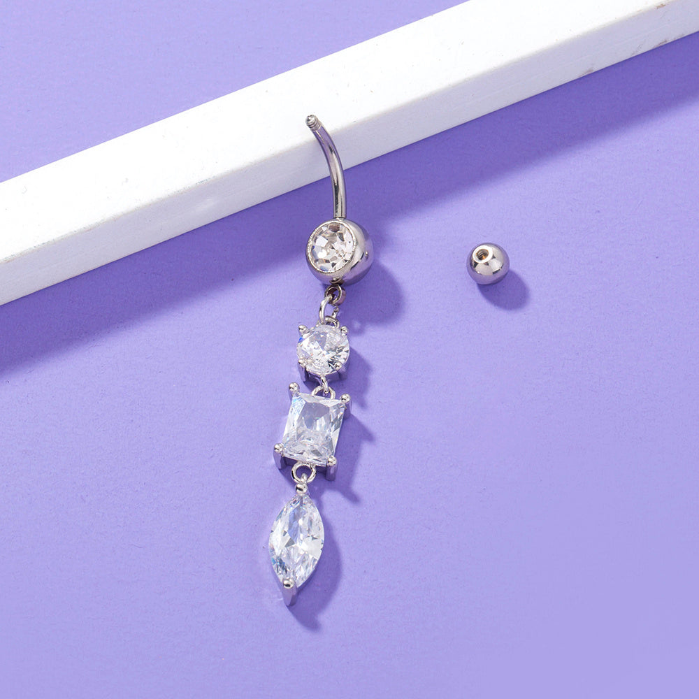 Bijoux de corps de piercing pour femme en zircon brillant, long, pour nombril