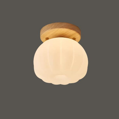 Pumpkin Flush Mount Ceiling Light Modern Round LED Ceiling Lamp