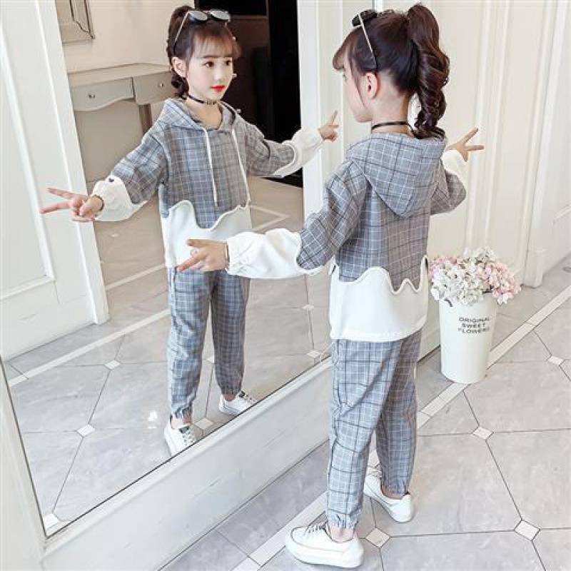 Ensemble de sport et de loisir à carreaux pour enfants tendance