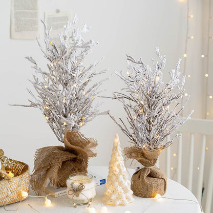 Decoraciones de mesa con árbol pequeño y flocado de Navidad de PE