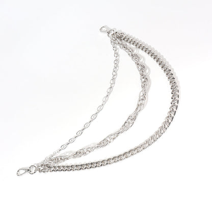 Hip Hop Fashion Pants Chain Men And Women Advanced Sense Multi Ring Silver Metal Chain Heavy Metal Industrial Style Jeans Hip-hop Accessories