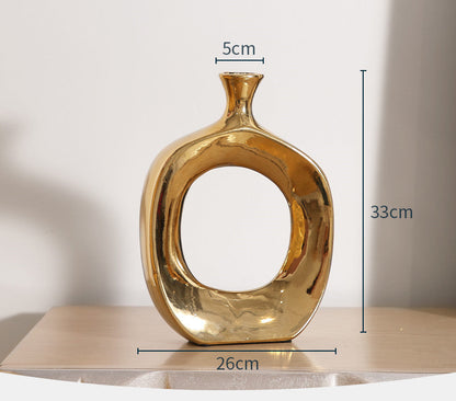 Electroplated Silver Ceramic Vase Desktop Decoration
