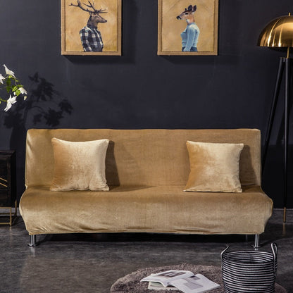 All-inclusive Silver Fox Velvet Armless Folding Sofa Bedspread