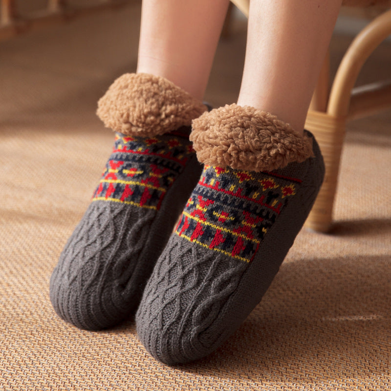 Chaussettes d'intérieur antidérapantes chaudes pour hommes et femmes, idéales pour l'automne et l'hiver