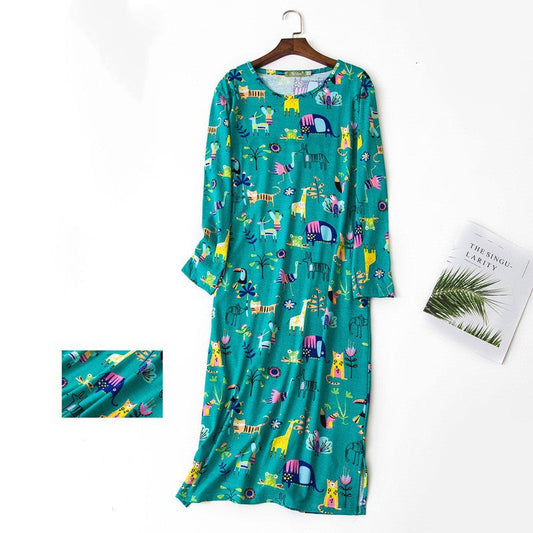 Chemise de nuit grande taille longue style automne manches longues