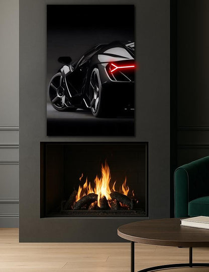 Neon Sports Car Wall Art – UV Printed LED Poster for Garage & Man Cave – Free Remote Control and Shipping