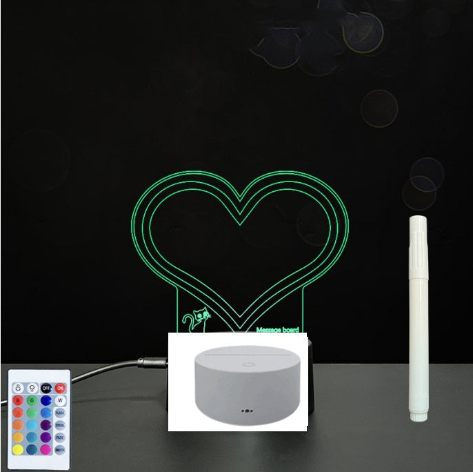 Tableau de messages manuscrits en acrylique 3D avec lumière LED
