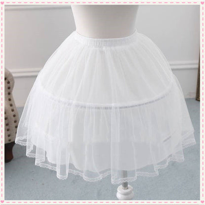 Black Lolita Petticoat Skirt | Kids 42cm Voluminous Tulle Underskirt for Dress-Up & Performance