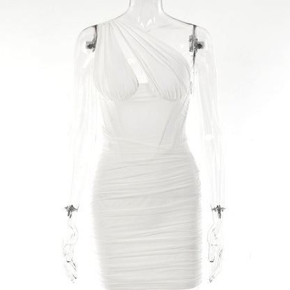 One-shoulder Dress Fashion Design Hot Girl Tight Backless Oblique Shoulder Skirt