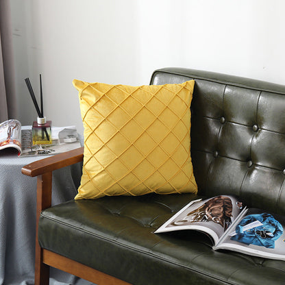 Taie d'oreiller en velours de couleur unie à carreaux, pour canapé, chevet, coussin en peluche courte