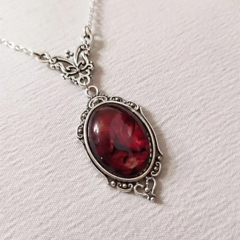 Collar de cristal de cuarzo rojo vintage