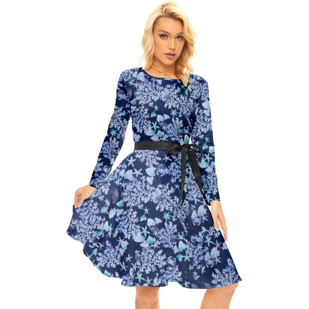 Vestido femenino con estampado de plantas tropicales y diseño de Halloween
