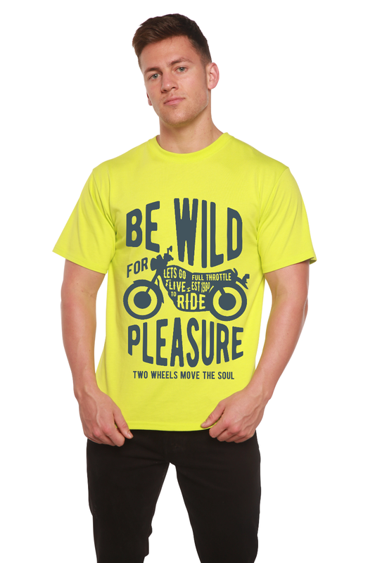 Camiseta gráfica de manga corta de viscosa de bambú/algodón orgánico "Be Wild" para hombre