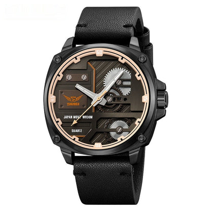Skmei Genuine Goods New Men's Watch Mechanical Wind Large Dial Men's Quartz Watch 30 M Waterproof Belt Watch