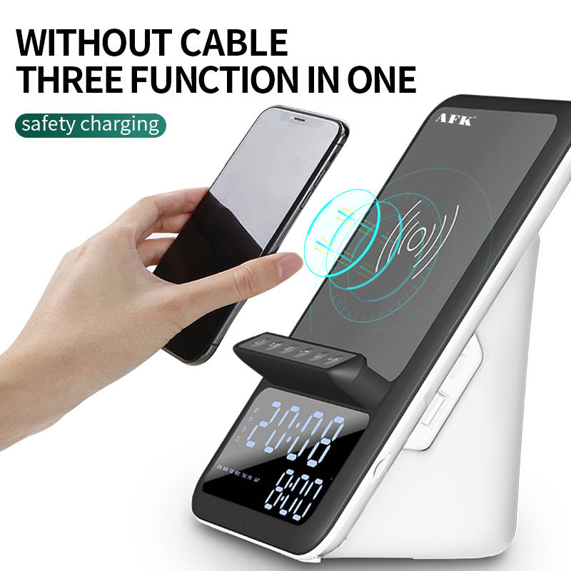 Réveil avec haut-parleur Bluetooth et support de téléphone pour chargeur sans fil